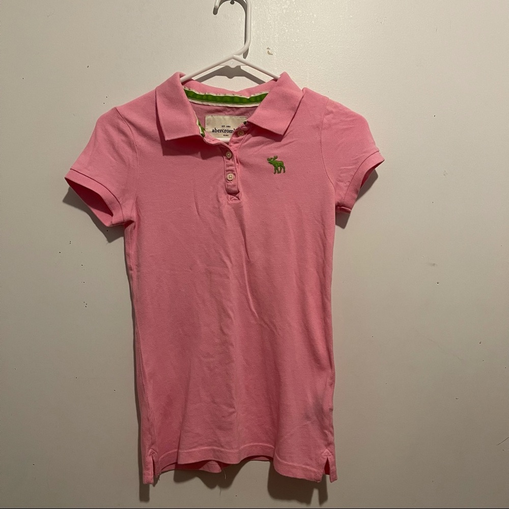 [abercrombie kids] pink and green polo top